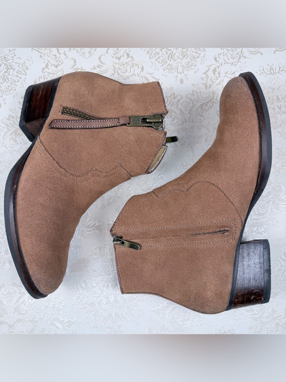 Bussola Brown Suede Ankle Boots, 38, READ, 7.5